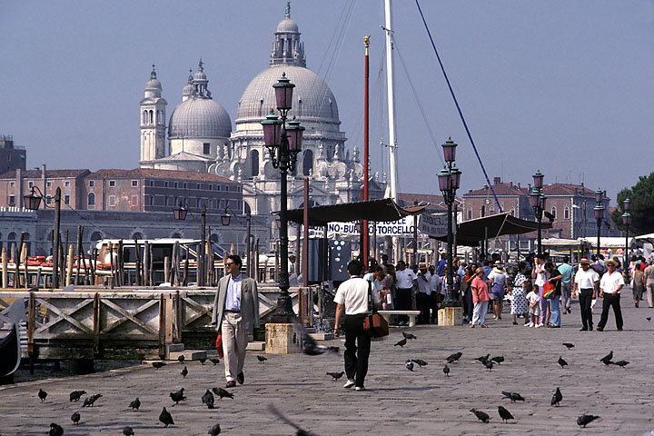 Vue de Santa Maria della Salute et du port de Venise prise de la piazzetta San Marco - Italie/Nord - Venice - juillet 1987 - Maritime